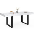 ID MARKET - Table à manger extensible rectangle PHOENIX 4-8 personnes plateau effet marbre blanc ALASKA 160-200 cm - vignette