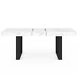 ID MARKET - Table à manger extensible rectangle PHOENIX 4-8 personnes plateau effet marbre blanc ALASKA 160-200 cm - vignette