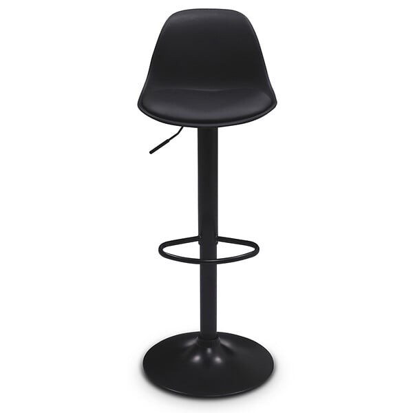 ID MARKET - Lot de 4 tabourets de bar KARL design noir pied noir - large