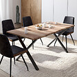 ID MARKET - Table à manger rectangle DAKOTA 6 personnes pieds forme en X design industriel 160 cm - vignette