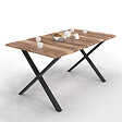 ID MARKET - Table à manger rectangle DAKOTA 6 personnes pieds forme en X design industriel 160 cm - vignette
