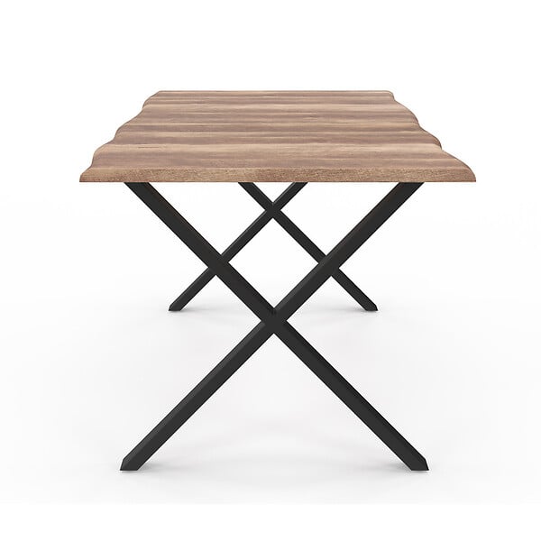 ID MARKET - Table à manger rectangle DAKOTA 6 personnes pieds forme en X design industriel 160 cm - large