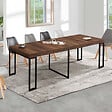 ID MARKET - Table console extensible TORONTO 10 personnes 235 cm bois foncé noyer design industriel - vignette