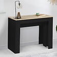 ID MARKET - Table console extensible ORLANDO 14 personnes 300 cm bois noir et façon hêtre - vignette