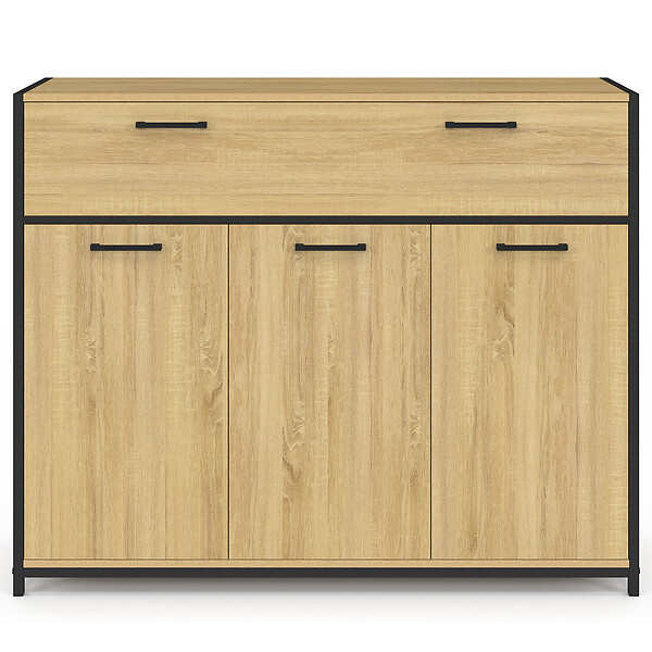 ID MARKET - Buffet 100 cm DETROIT 3 portes et 1 tiroir design industriel - large