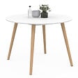 ID MARKET - Table à manger fixe ronde ANGELA 4-6 personnes blanc pieds bois 110 cm - vignette