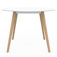 ID MARKET - Table à manger fixe ronde ANGELA 4-6 personnes blanc pieds bois 110 cm - vignette