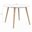 ID MARKET - Table à manger fixe ronde ANGELA 4-6 personnes blanc pieds bois 110 cm - vignette
