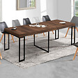 ID MARKET - Table console extensible TORONTO 14 personnes 300 cm  bois foncé noyer design industriel - vignette