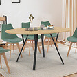 ID MARKET - Table à manger extensible ronde YSEULT 4-8 personnes bois et noir design industriel  110-150 cm - vignette