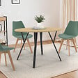 ID MARKET - Table à manger extensible ronde YSEULT 4-8 personnes bois et noir design industriel  110-150 cm - vignette