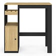 ID MARKET - Table de bar AMERI avec placard et range bouteilles 2 personnes bois et noir - vignette