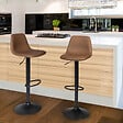 ID MARKET - Lot de 2 tabourets de bar TEXAS marron vintage - vignette