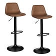ID MARKET - Lot de 2 tabourets de bar TEXAS marron vintage - vignette