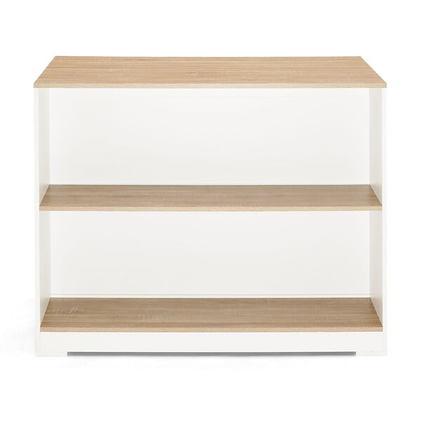ID MARKET - Table de bar îlot JUNO bois blanc et plateau façon hêtre - large