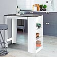 ID MARKET - Table de bar BARTH 2 à 4 personnes bois blanc plateau gris - vignette