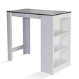 ID MARKET - Table de bar BARTH 2 à 4 personnes bois blanc plateau gris - vignette