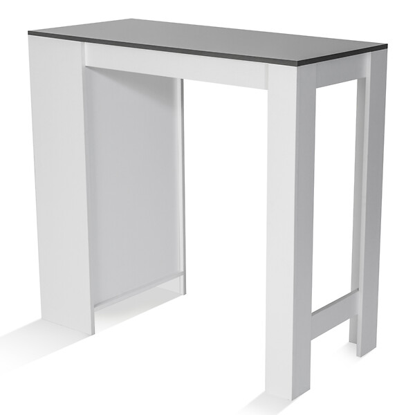ID MARKET - Table de bar BARTH 2 à 4 personnes bois blanc plateau gris - large