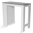 ID MARKET - Table de bar BARTH 2 à 4 personnes bois blanc plateau gris - vignette