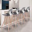 ID MARKET - Lot de 4 tabourets de bar SARA motifs patchworks noirs, gris et blancs - vignette