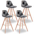 ID MARKET - Lot de 4 tabourets de bar SARA motifs patchworks noirs, gris et blancs - vignette