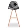 ID MARKET - Lot de 4 tabourets de bar SARA motifs patchworks noirs, gris et blancs - vignette
