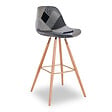 ID MARKET - Lot de 4 tabourets de bar SARA motifs patchworks noirs, gris et blancs - vignette