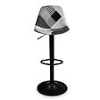 ID MARKET - Lot de 2 tabourets de bar KARL design patchworks noirs, gris et blancs pied noir - vignette