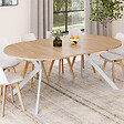 ID MARKET - Table à manger extensible ronde ALIX 4-10 personnes pied araignée bois et blanc 110-200 cm - vignette