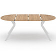 ID MARKET - Table à manger extensible ronde ALIX 4-10 personnes pied araignée bois et blanc 110-200 cm - vignette