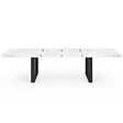 ID MARKET - Table à manger extensible PHOENIX rectangle 6-12 personnes plateau effet marbre blanc ALASKA 200-300 cm - vignette