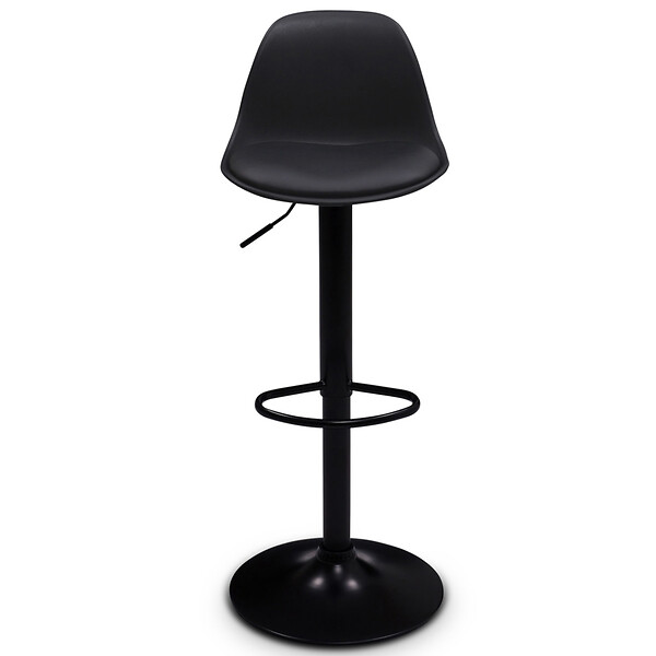ID MARKET - Lot de 2 tabourets de bar KARL design noir pied noir - large
