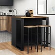 ID MARKET - Table de bar îlot JUNO bois noir et plateau foncé HAWKINS - vignette