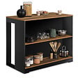 ID MARKET - Table de bar îlot JUNO bois noir et plateau foncé HAWKINS - vignette