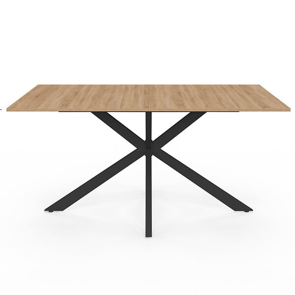ID MARKET - Table à manger rectangle ALIX 8 personnes pied araignée bois et noir 160 cm - large
