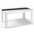ID MARKET - Ensemble table à manger GEORGIA 140 cm blanche et noire et 6 chaises ROMANE noires liseré blanc - vignette