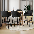 ID MARKET - Lot de 4 tabourets de bar MADY avec accoudoirs en velours noir - vignette
