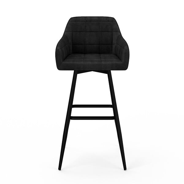 ID MARKET - Lot de 4 tabourets de bar MADY avec accoudoirs en velours noir - large