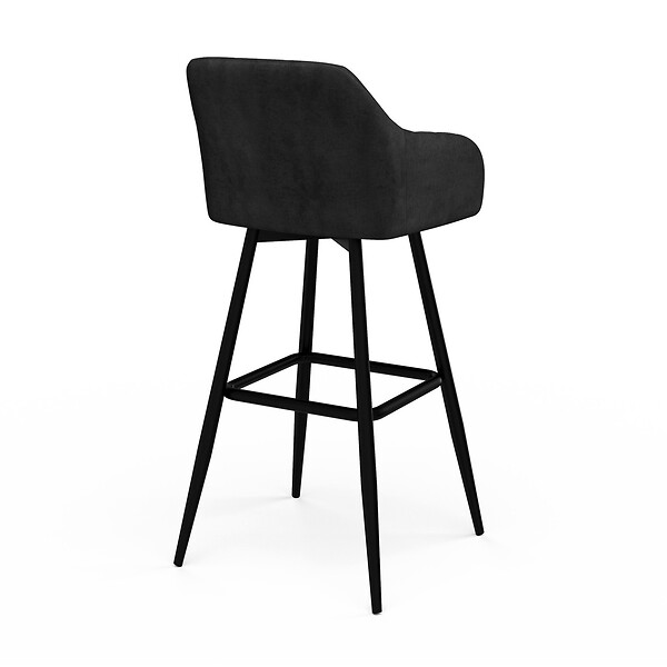 ID MARKET - Lot de 4 tabourets de bar MADY avec accoudoirs en velours noir - large