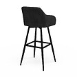 ID MARKET - Lot de 4 tabourets de bar MADY avec accoudoirs en velours noir - vignette