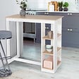 ID MARKET - Table de bar BARTH 2 à 4 personnes ajourée bois blanc et plateau façon hêtre - vignette