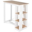 ID MARKET - Table de bar BARTH 2 à 4 personnes ajourée bois blanc et plateau façon hêtre - vignette