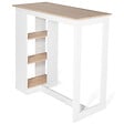 ID MARKET - Table de bar BARTH 2 à 4 personnes ajourée bois blanc et plateau façon hêtre - vignette