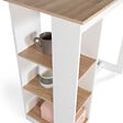 ID MARKET - Table de bar BARTH 2 à 4 personnes ajourée bois blanc et plateau façon hêtre - vignette