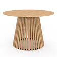 ID MARKET - Table à manger ronde CARMEN 6 personnes pied bois en lattes et plateau bois 110 cm - vignette