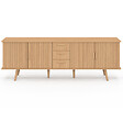 ID MARKET - Buffet 180 cm JULIETTE XXL 4 portes et 3 tiroirs effet lattes tasseau bois - vignette