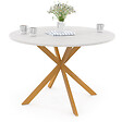 ID MARKET - Table à manger ronde ALIX 6 personnes pied araignée bois plateau blanc GISELE 110 cm - vignette