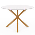 ID MARKET - Table à manger ronde ALIX 6 personnes pied araignée bois plateau blanc GISELE 110 cm - vignette