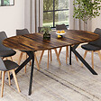 ID MARKET - Table à manger extensible ronde ALIX 4-10 personnes pied araignée noir et plateau bois foncé HAWKINS 110-200 cm - vignette