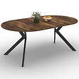 ID MARKET - Table à manger extensible ronde ALIX 4-10 personnes pied araignée noir et plateau bois foncé HAWKINS 110-200 cm - vignette